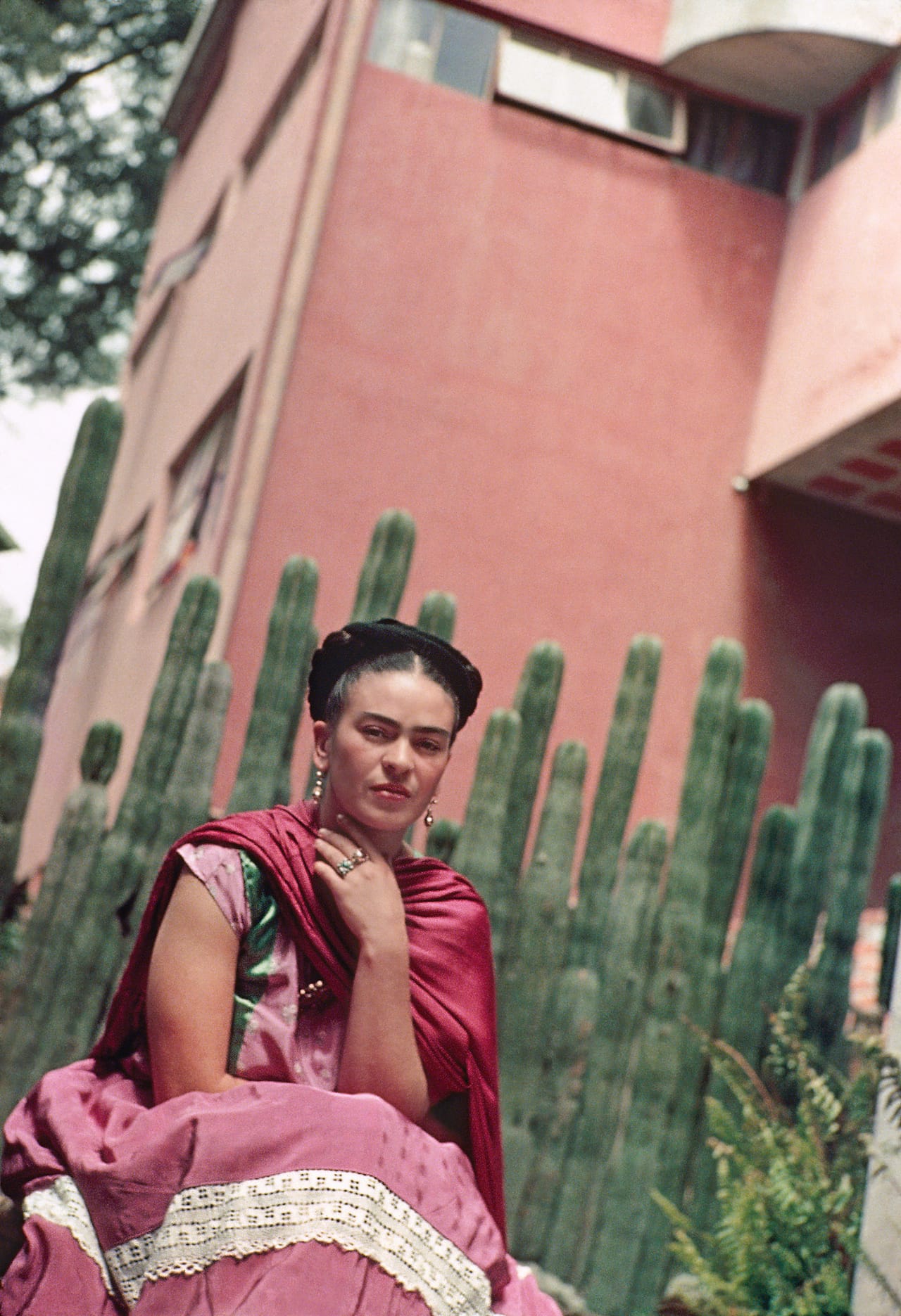 Nickolas Murray, Frida in Front of the Cactus Fence, San Ángel, 1938.© Nickolas Muray Photo Archives