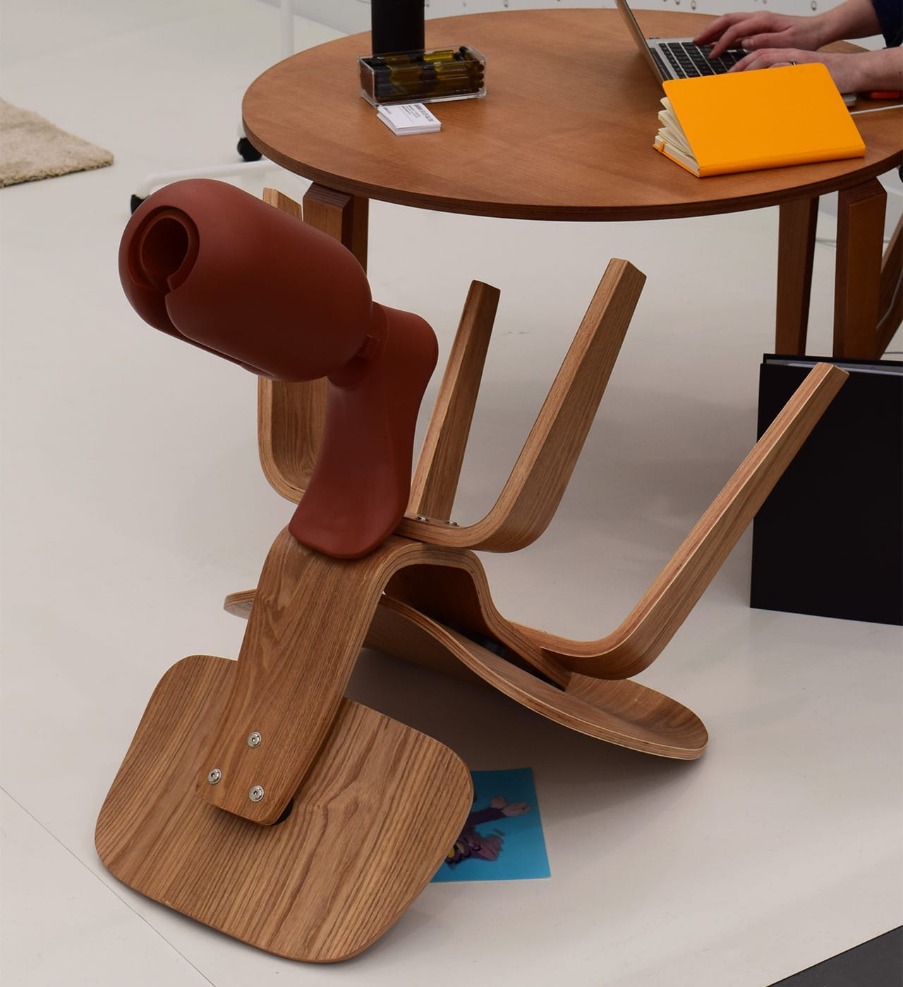 An untitled 2015 chair sculpture by Cécile B. Evans in Barbara Seiler's booth at Frieze New York