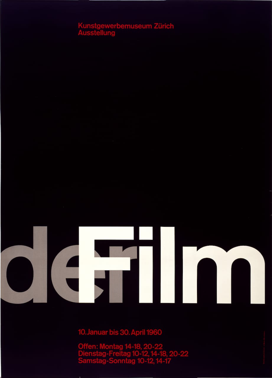 Josef Müller-Brockmann, for Museum für Gestaltung, Zürich, "Der Film" (1959-1960), offset lithograph, 50 3/8 ◊ 35 11/16 in. (Photo by Matt Flynn, courtesy Cooper Hewitt, Smithsonian Design Museum)