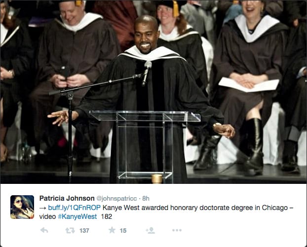 Kanye West receiving his honorary doctorate from the School of the Art Institute of Chicago