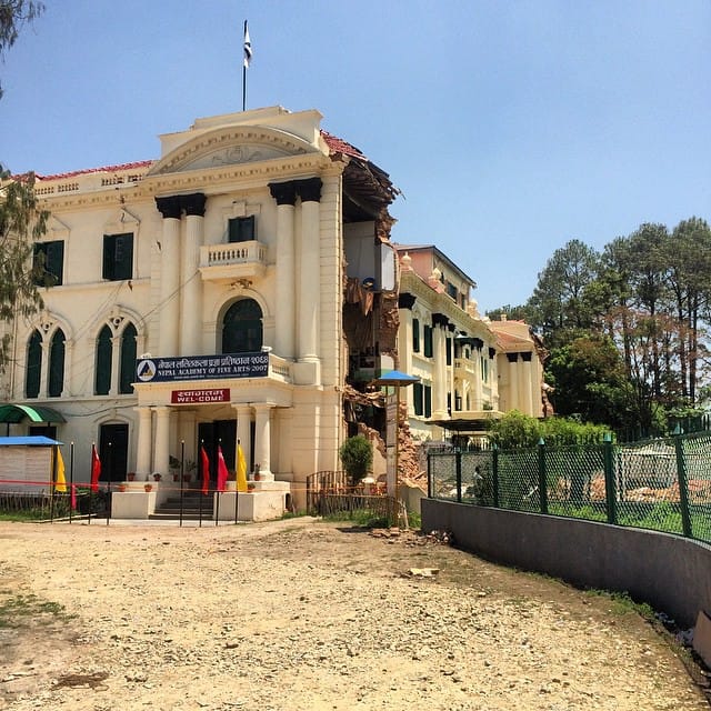 Damage to the building that houses the Nepal Fine Arts Academy (photo by Priita Joshii/Instagram)