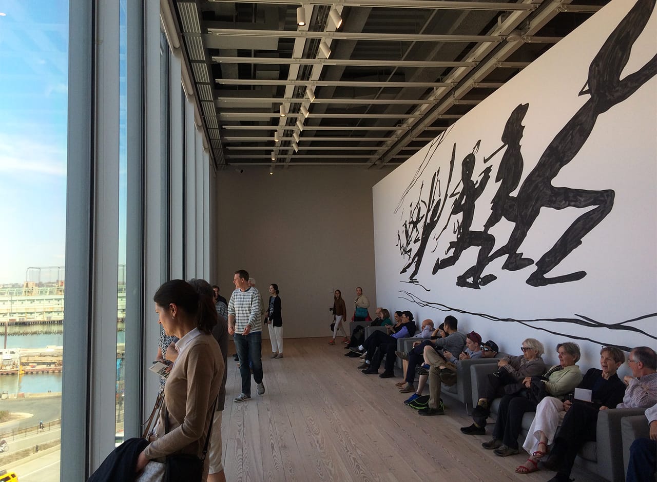 Couches facing the Hudson on the new Whitney Museum's fifth floor