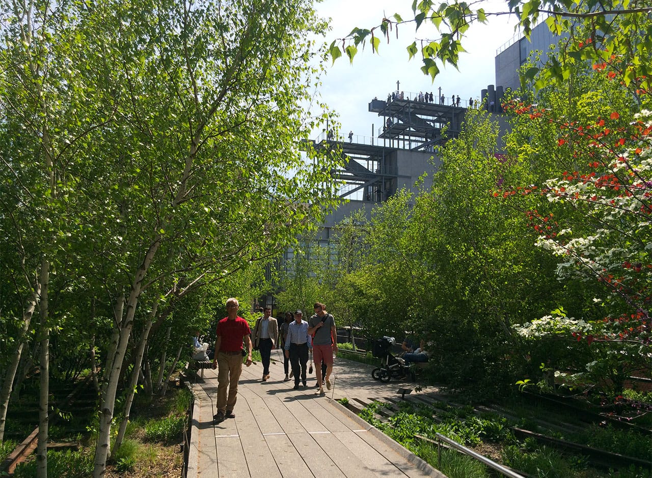 The new Whitney Museum's upper level terraces as seen from the High Line