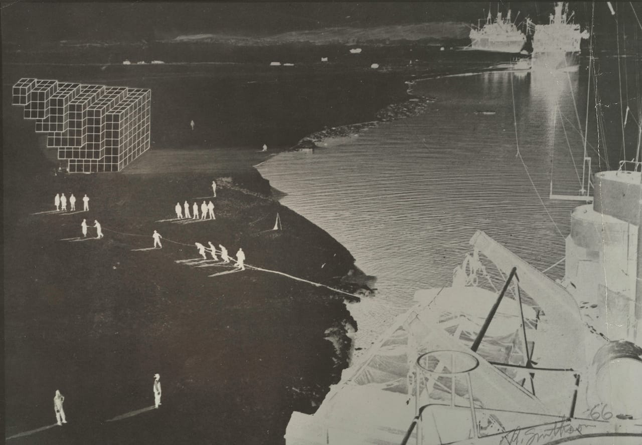 Robert Smithson, "Proposal for a Monument at Antarctica" (1966), by negative photostat (courtesy the Metropolitan Museum of Art, © Estate of Robert Smithson / Licensed by VAGA)