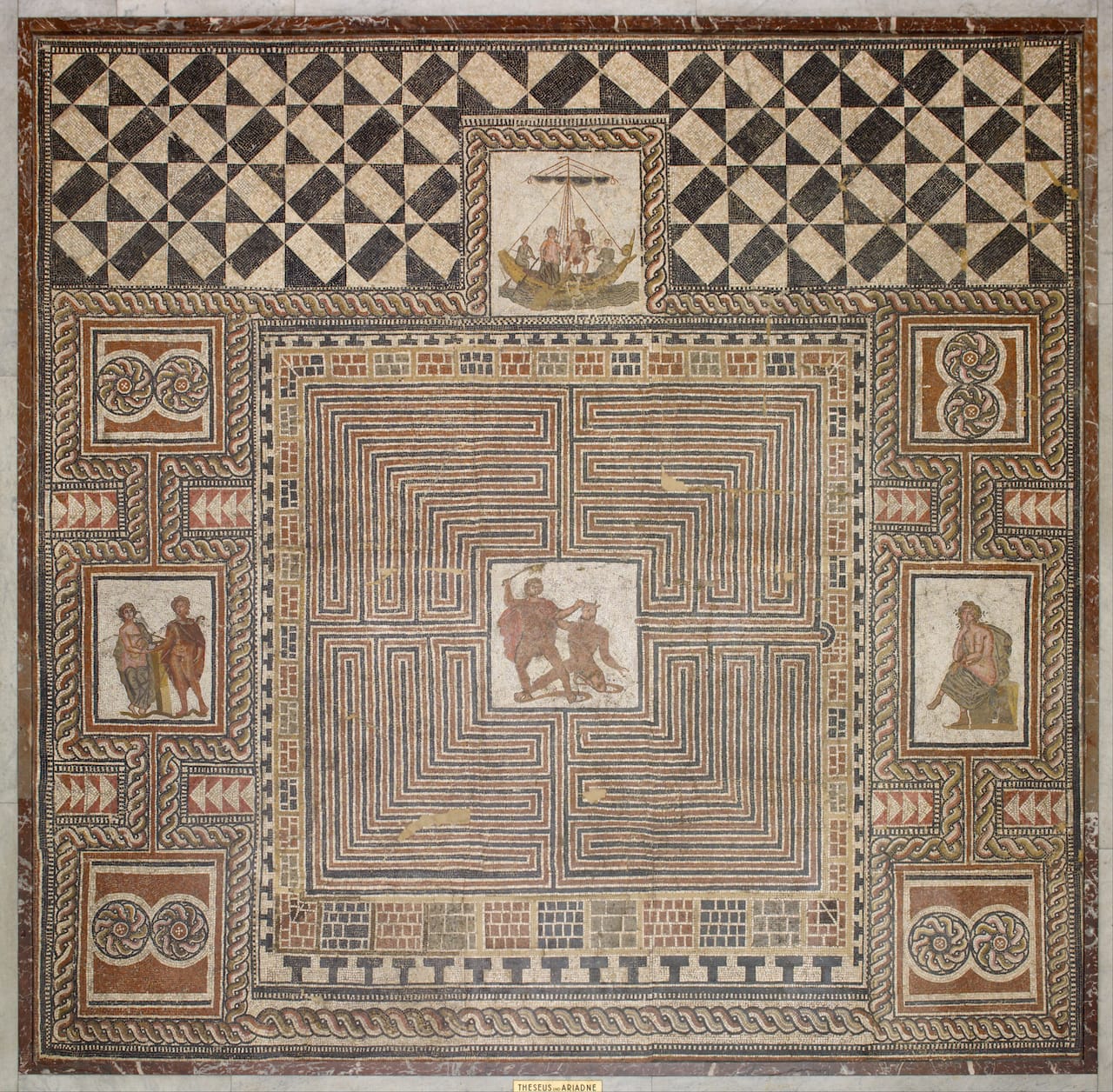 Artist Unknown, "Theseus Mosaic" (300AD-400AD) Kunsthistorisches Museum, Vienna (public domain, image courtesy of Wikimedia Commons)