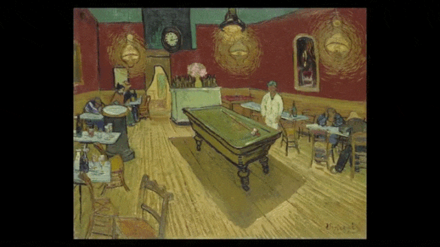 Scene from "The Night Cafe - A VR Tribute to Vincent van Gogh" (GIF by the author via YouTube)