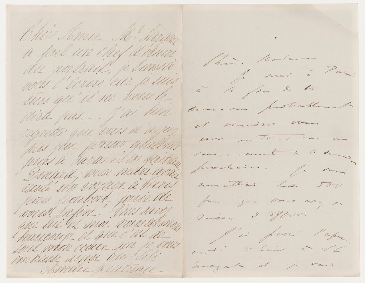 Letter regarding John Singer Sargent’s Madame X Virginie Amélie Avegno Gautreau (American, 1859 – 1915) Undated  Pen and ink on paper *Museum of Fine Arts, Boston.  The John Singer Sargent Archive—Gift of Jan and Warren Adelson *Photograph © Museum of Fine Arts, Boston