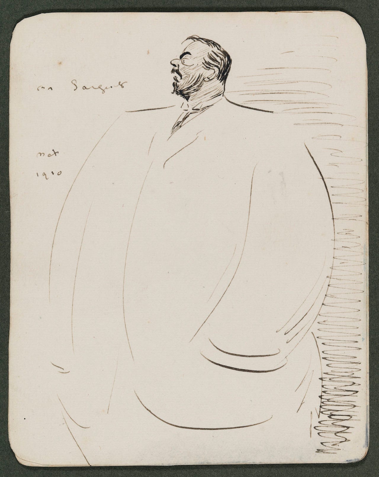 Sketch of John S. Sargent Max Beerbohm (English, 1872–1956) Undated  Ink on paper *Museum of Fine Arts, Boston.  The John Singer Sargent Archive—Gift of Jan and Warren Adelson *Photograph © Museum of Fine Arts, Boston