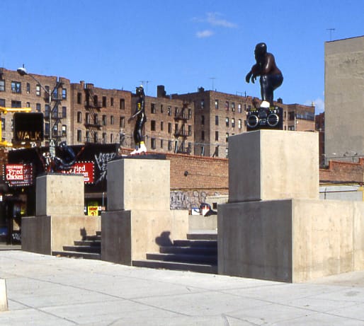 John Ahearn's South Bronx bronzes (photo by Tom Finkelpearl, courtesy Department of Cultural Affairs) (click to enlarge)