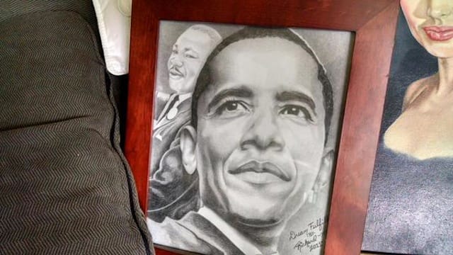 A drawing of President Barack Obama by prison escapee Richard Matt (Image via Twitter) 