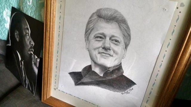 A drawing of Bill Clinton by prison escapee Richard Matt (Image via Twitter) 
