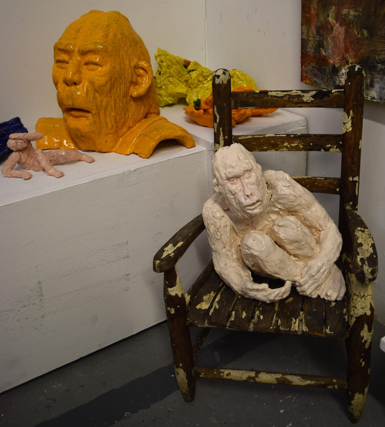 Ceramic sculptures by Dasha Bazanova in studio 216 at 1717 Troutman