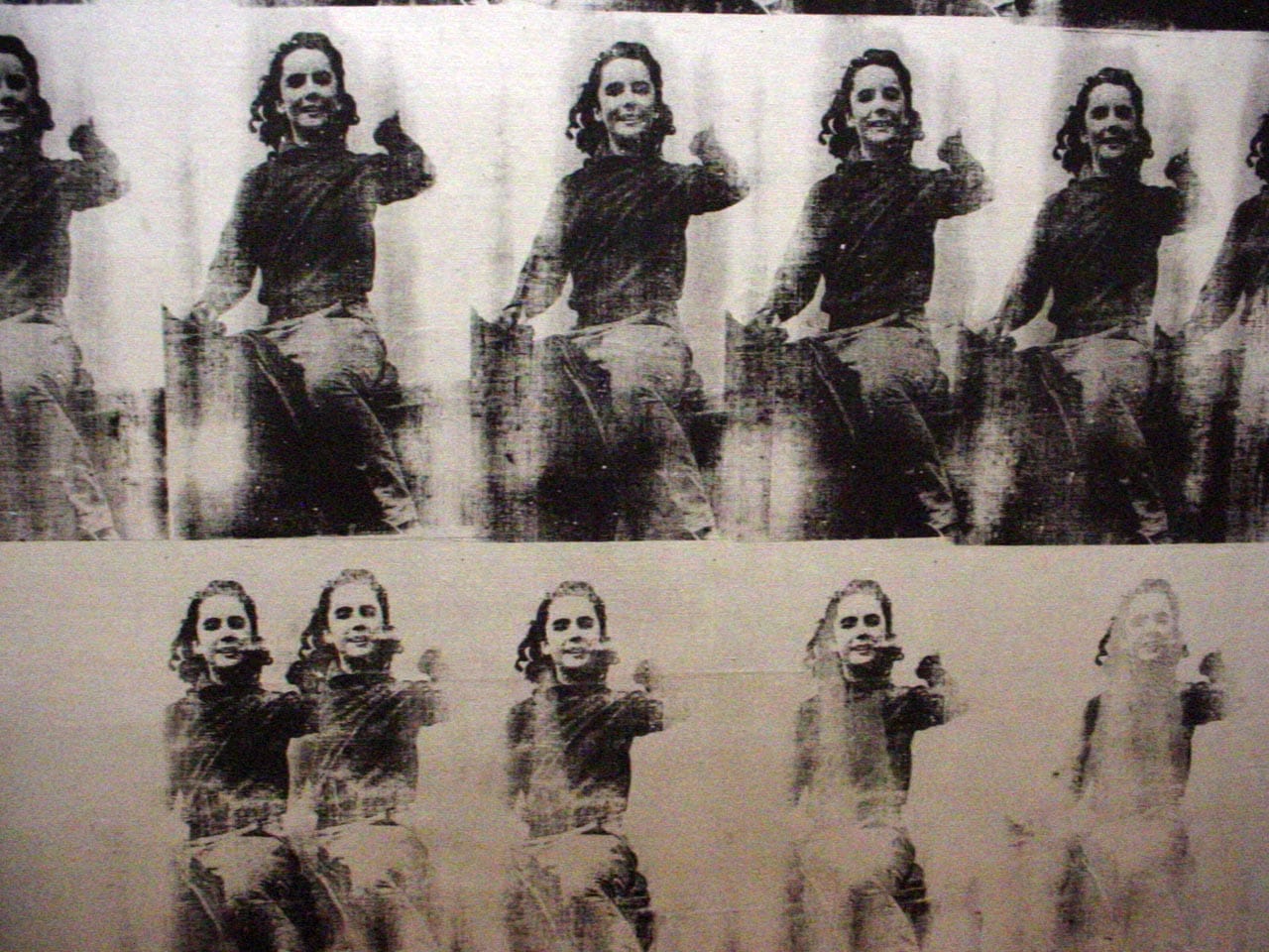 detail Andy Warhol, “National Velvet” (1963) silkscreen ink,&nbsp;graphite, and silver paint on linen