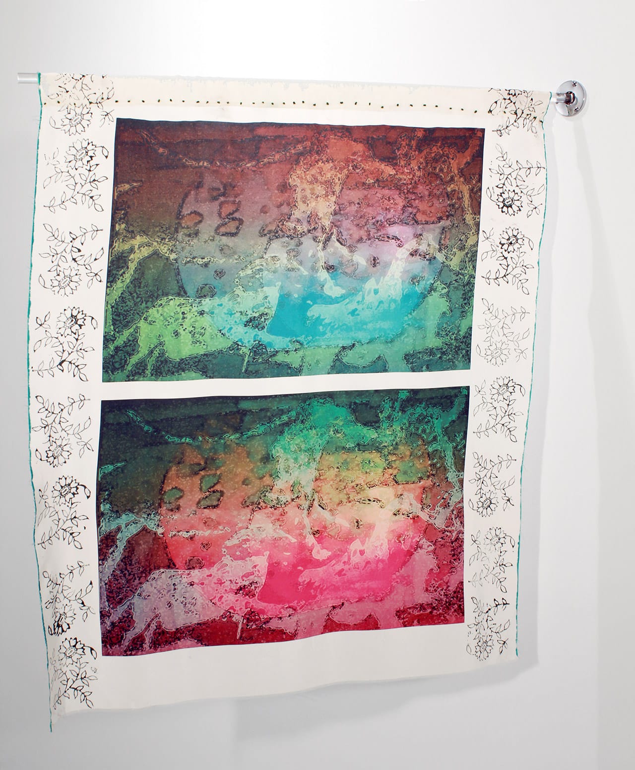 Jeanne Wilkinson, "Cave Horses (Diptych)" (2015), ink on silk, 40" x 35" (all images courtesy the gallery)