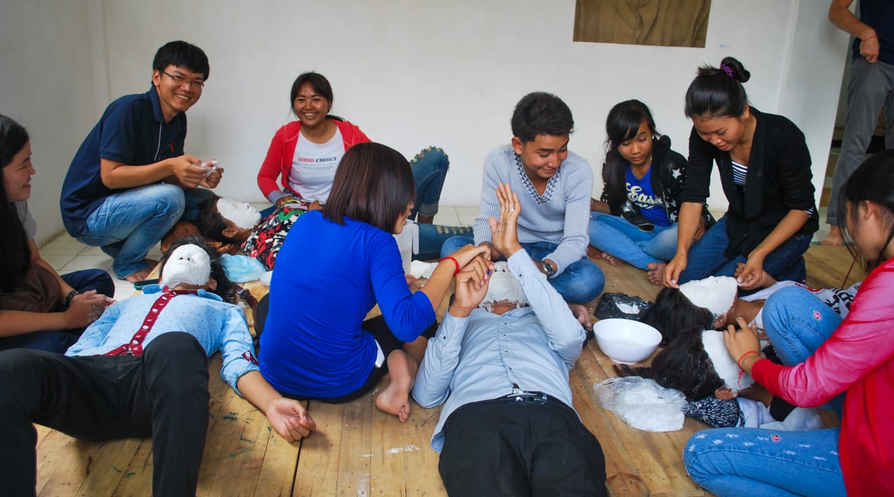 Mask making workshop for kids from Battambang province. 