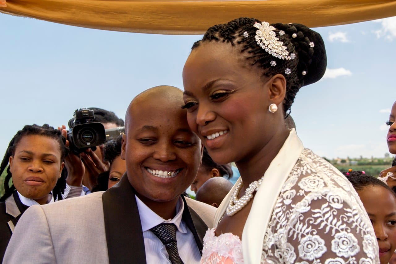 Zanele Muholi (South African, born 1972). Ayanda & Nhlanhla Moremi's wedding I. Kwanele Park, Katlehong, 9 November 2013, 2013. Chromogenic photograph, 10 7/16 x 14 9/16 in. (26.5 x 37 cm), framed. © Zanele Muholi. Courtesy of Stevenson Cape Town/Johannesburg and Yancey Richardson, New York