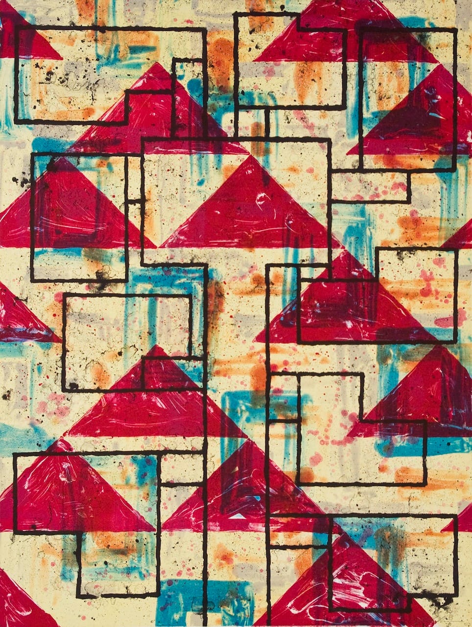 Joe Feddersen (U.S., Colville Confederated Tribes; b. 1953), "Wyit View" (2003), lithograph, 140 x 30 in.&nbsp;(Image provided by Crow's Shadow Institute of the Arts, courtesy of the artist)