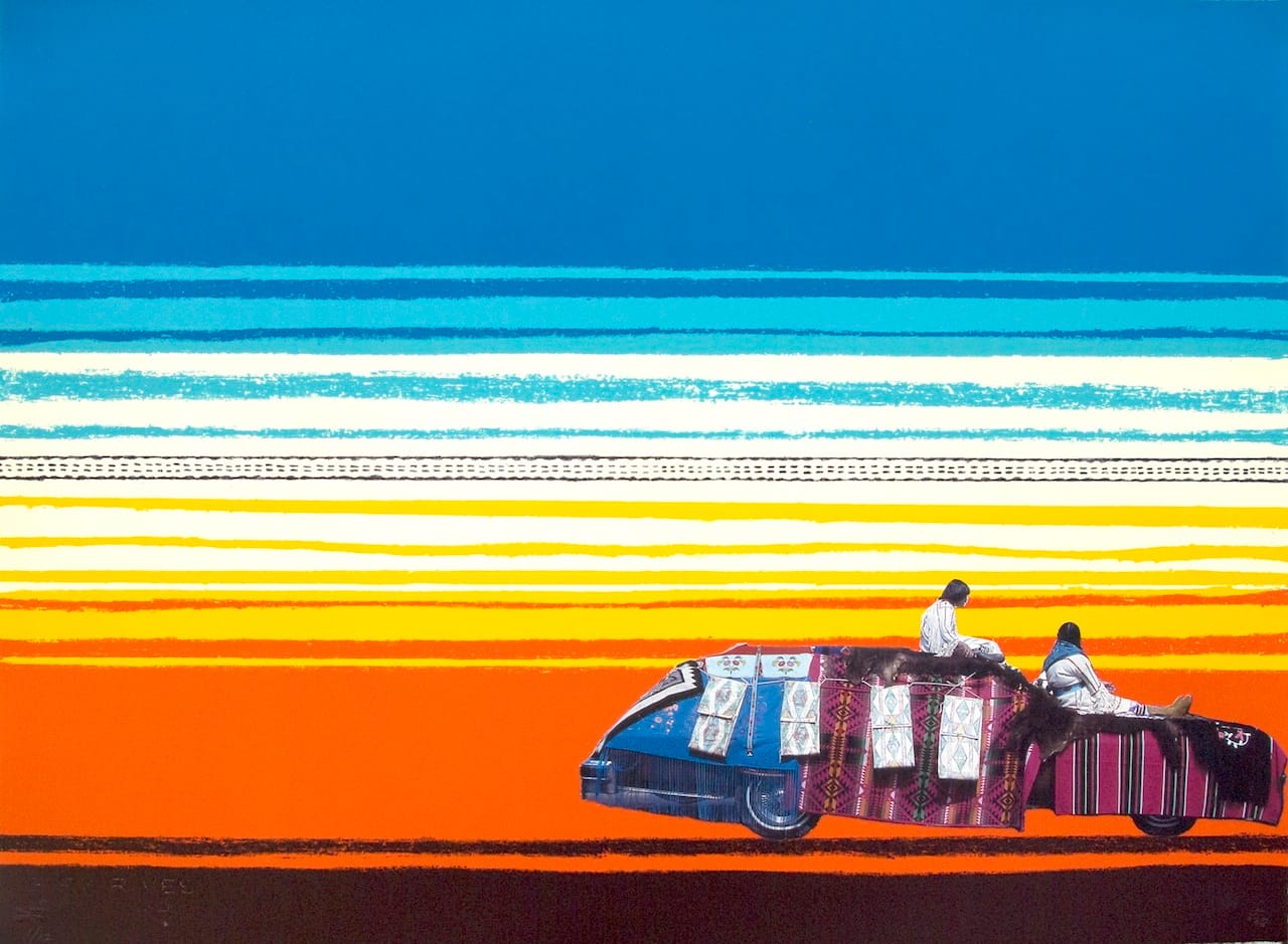 Wendy Red Star (U.S., Crow; b. 1981), "Enit" (2010), lithograph, 22 3/8 x 30 in. (Image provided by Crow's Shadow Institute of the Arts, courtesy of the artist)