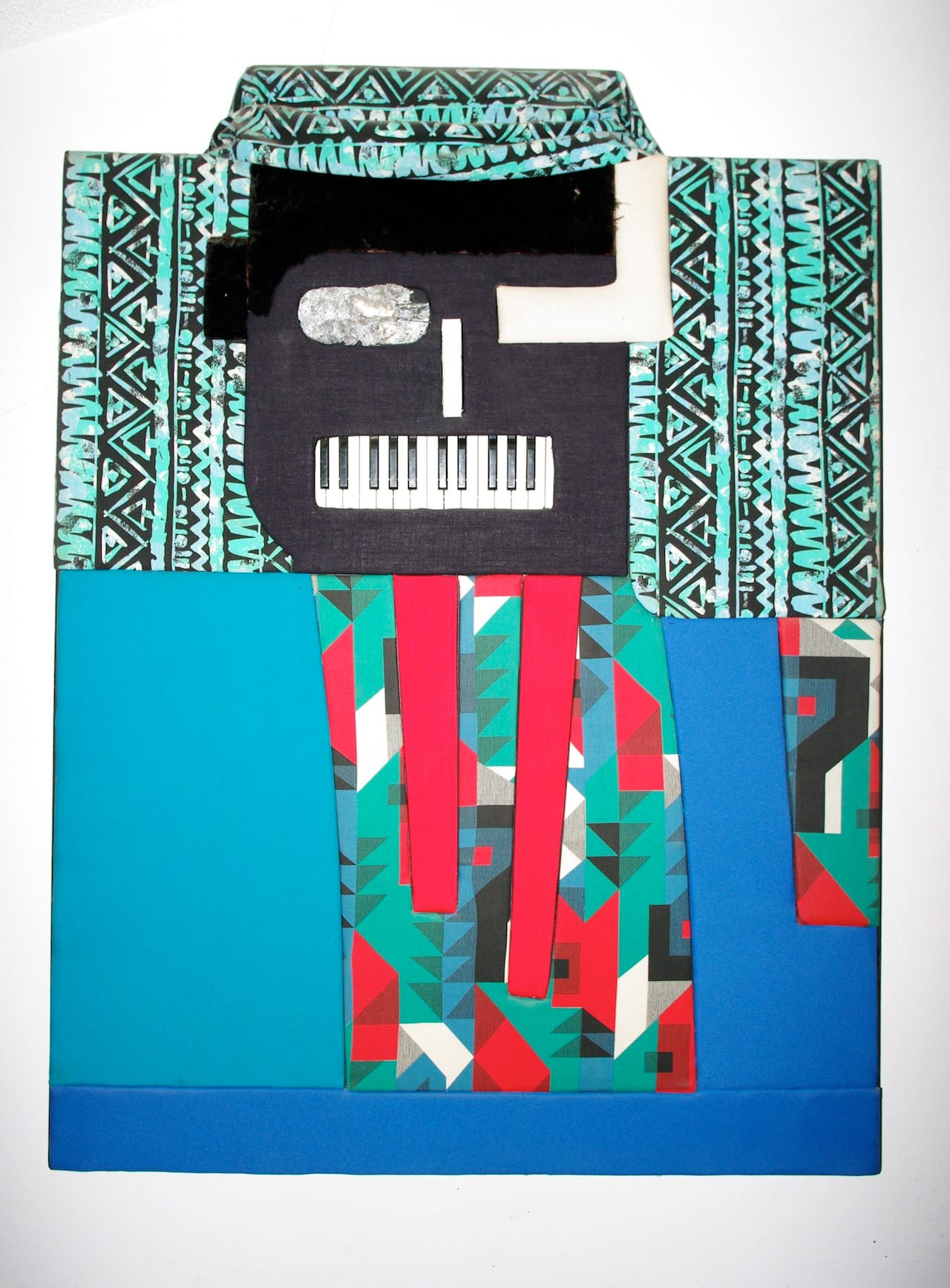 Noah Purifoy, "Earl Fatha Hines" (1990), 53 x 39 in., Sue A. Welsh Collection, photo courtesy Noah Purifoy Foundation, by Seamus O'Dubslaine