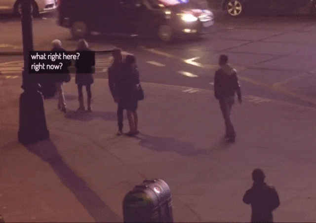 GIF of an annotated scene from Kyle McDonald's Exhausting a Crowd (GIF by the author via Vimeo)