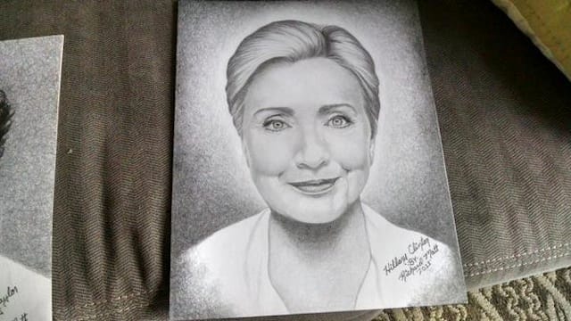 A drawing of Hillary Clinton (Image via Twitter) 