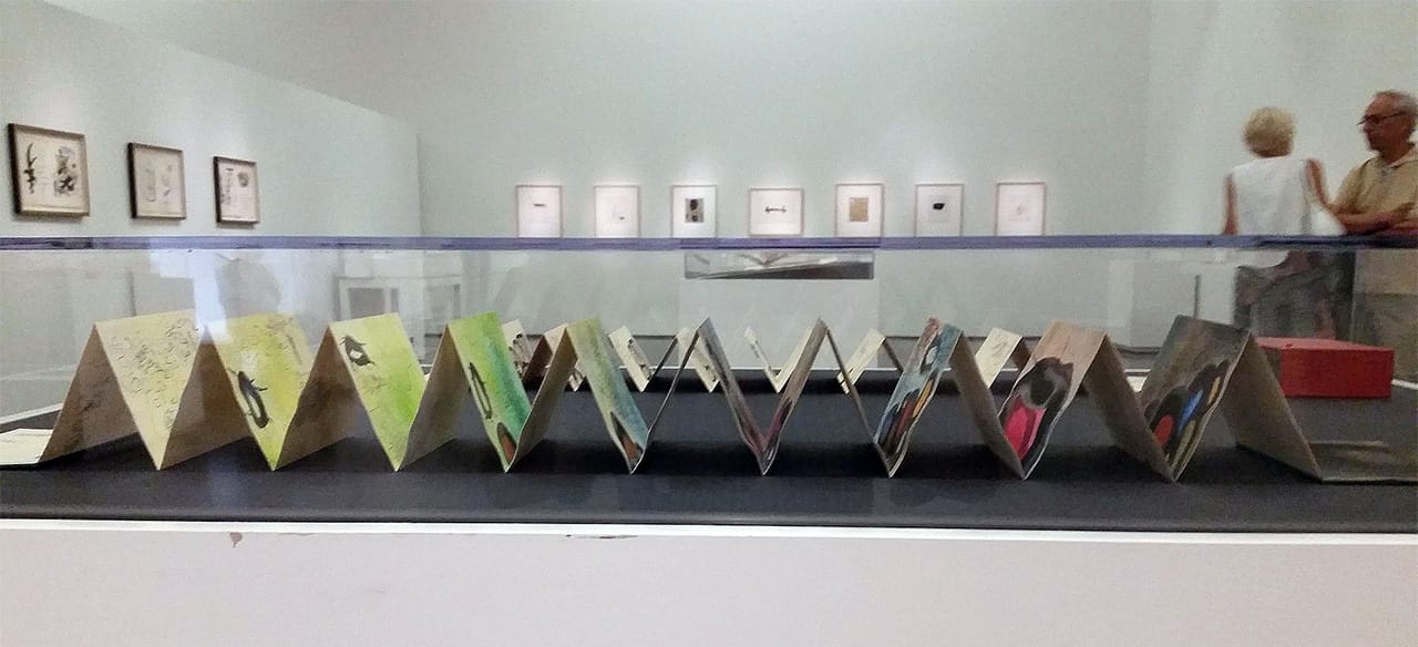 Warja Honegger-Lavater, The Cicada and the Ant, watercolor, ink, collage, artist book (1960) (photo by the author for Hyperallergic)