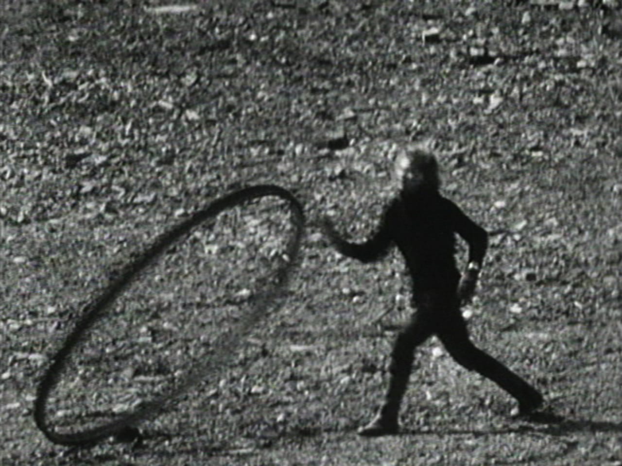 Joan Jonas, still from "Songdelay" (1973), 18:35 min, b&w, sound, 16 mm film on video (click to enlarge)
