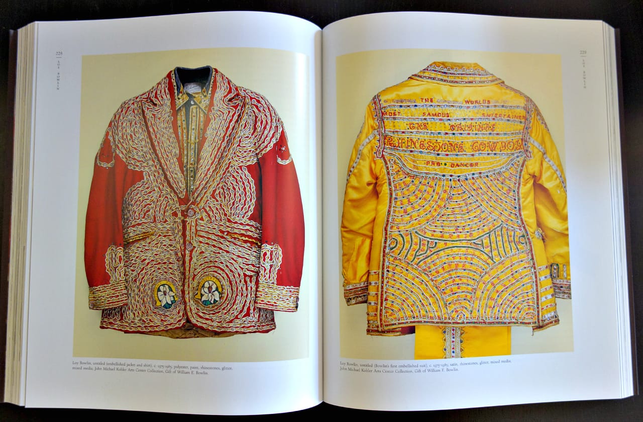 Loy Bowlin's suits in 'Sublime Spaces & Visionary Worlds' (photo of the book for Hyperallergic)