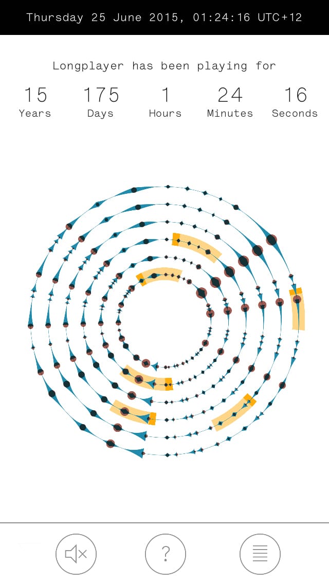 Longplayer app (screenshot by the author for Hyperallergic)