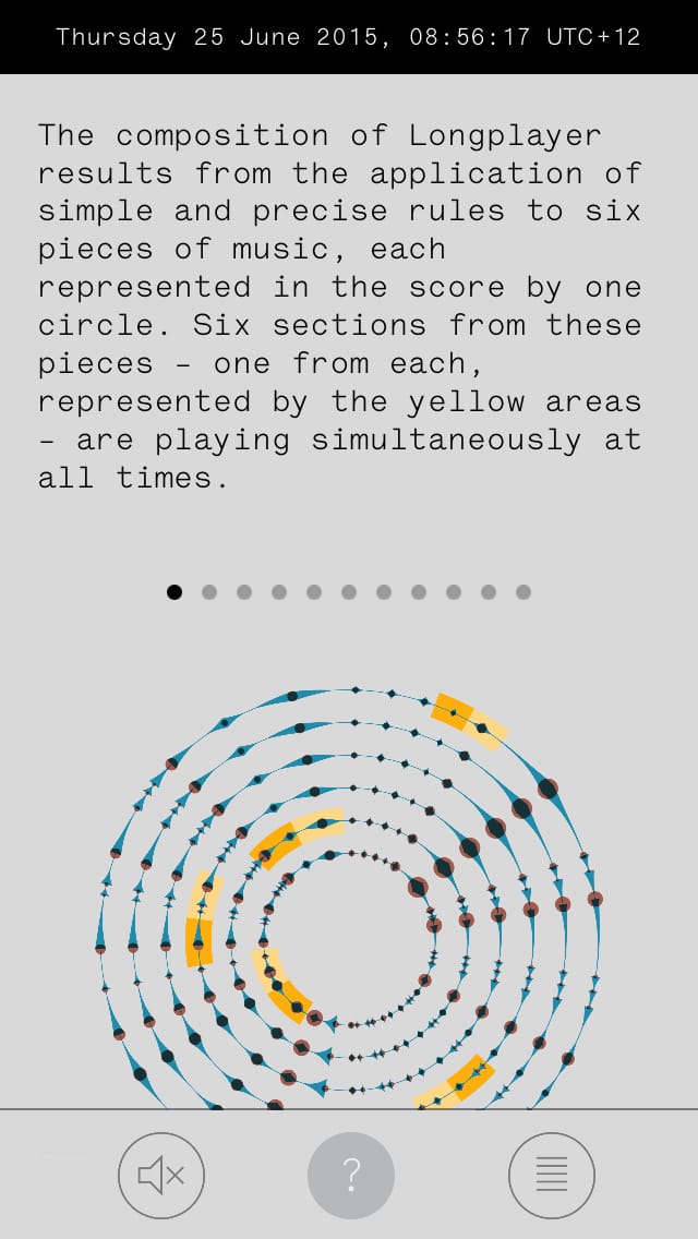 Longplayer app (screenshot by the author for Hyperallergic)