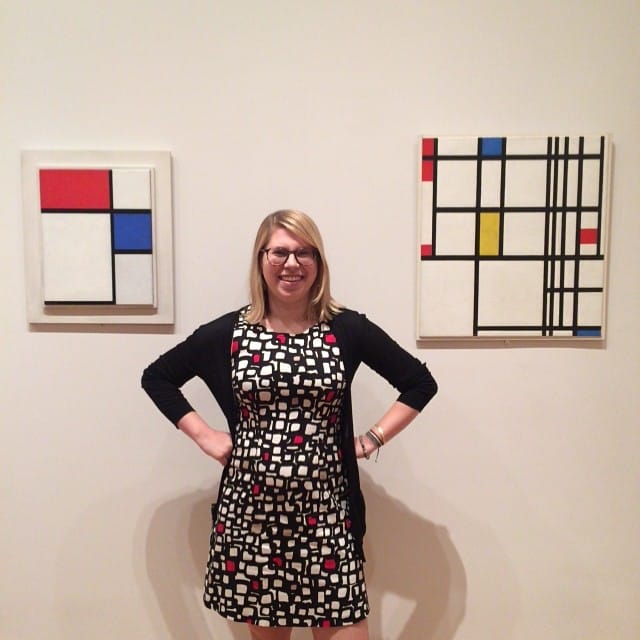 "Talia, Curatorial Assistant, 2 years at MoMA, thinks the current health care benefits are constructed as beautifully as these Mondrians." (photo by MoMALocal2110/Instagram)