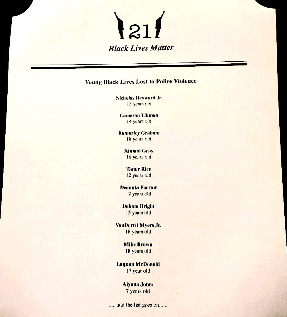 The menu distributed by Never 21 members to patrons of the 21 Club. (photo by Keegan Stephan, used with permission)