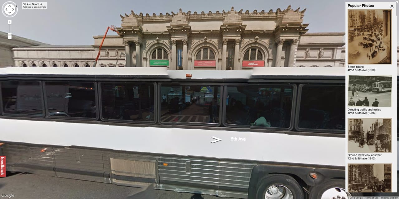 Metropolitan Museum of Art today on Google Maps (heavily obscured by what seems to be an empty tour bus)