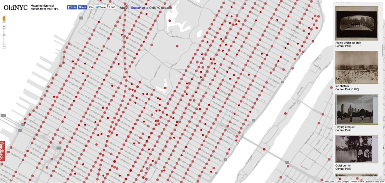 NYPL archive images mapped on OldNYC