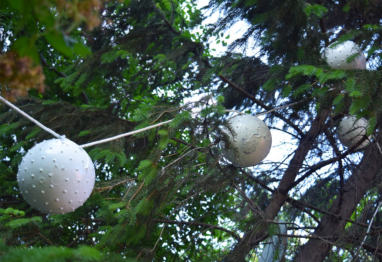 Painted globes by Julie Torres