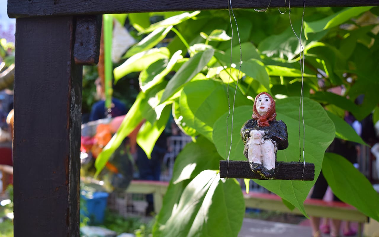 One of several small ceramic figures by Dasha Bazanova