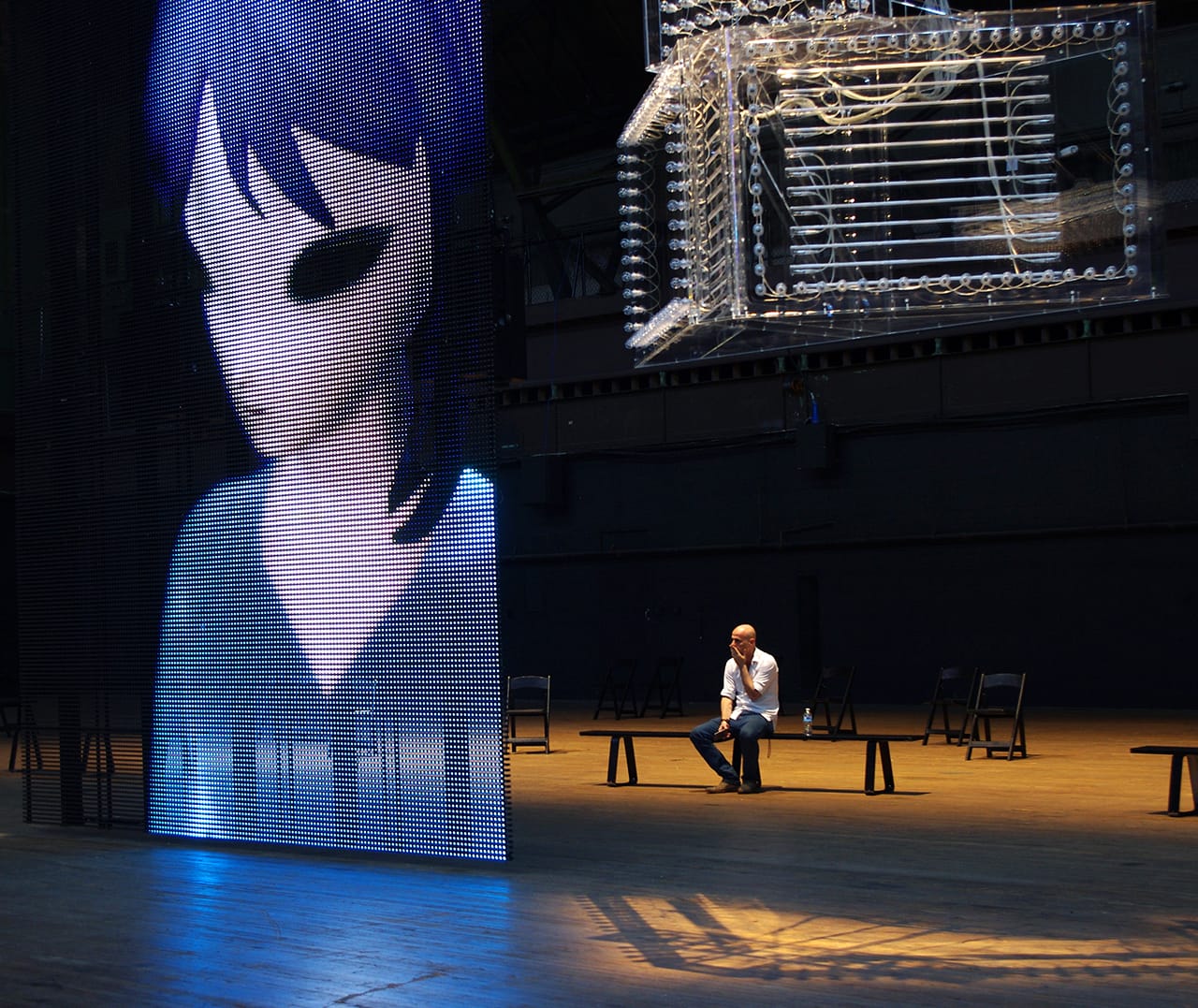 Installation view, 'Philippe Parreno: H {N)Y P N(Y} OSIS' at the Park Avenue Armory (photo by the author for Hyperallergic) (click to enlarge)