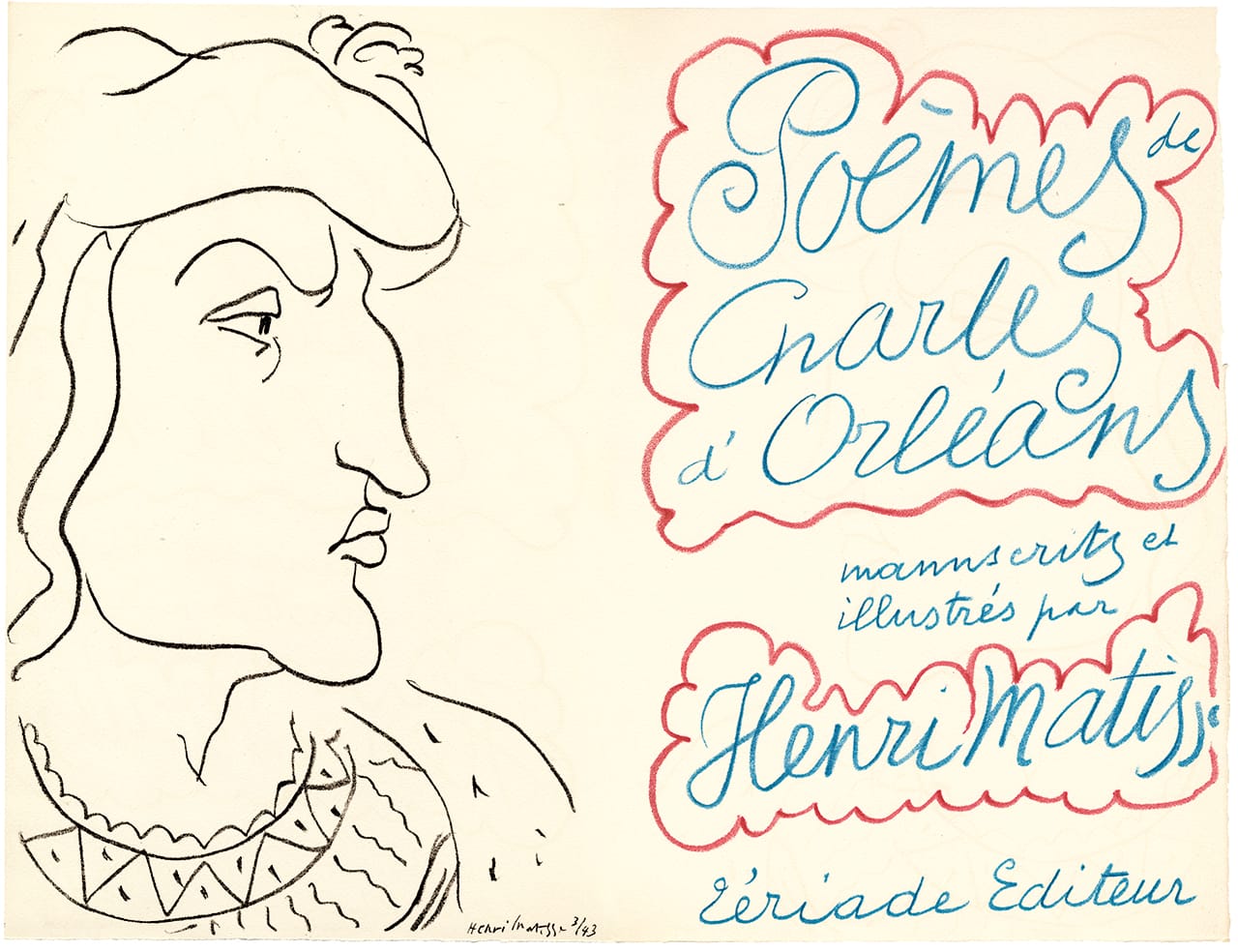 Henri Matisse's cover for  Poèmes de Charles d’Orléans (Poems of Charles d’Orléans) (Paris: Efstratios Tériade, 1950) (© 2015 Succession H. Matisse / Artists Rights Society, New York)