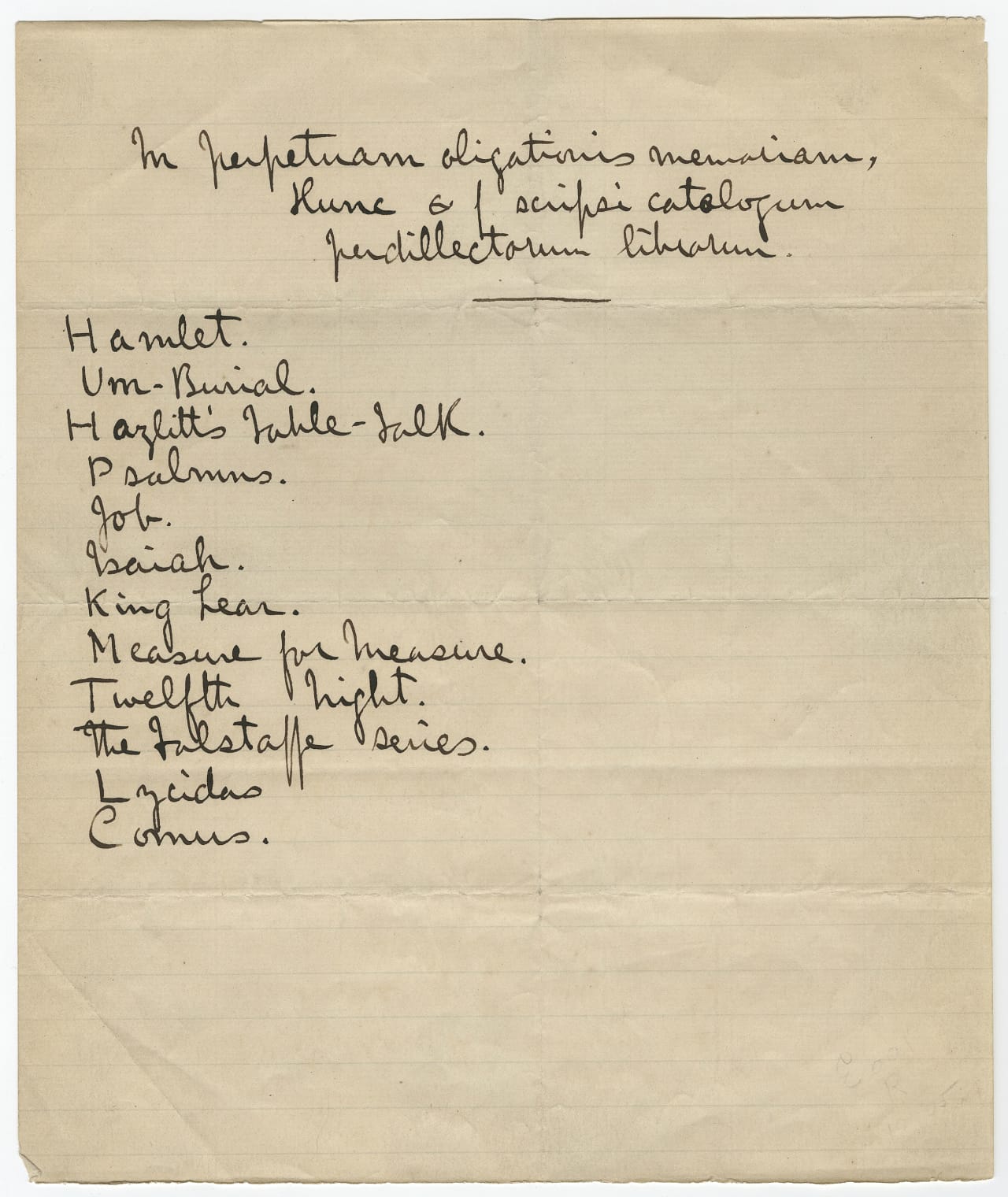 List of favorite books by Robert Louis Stevenson (undated)