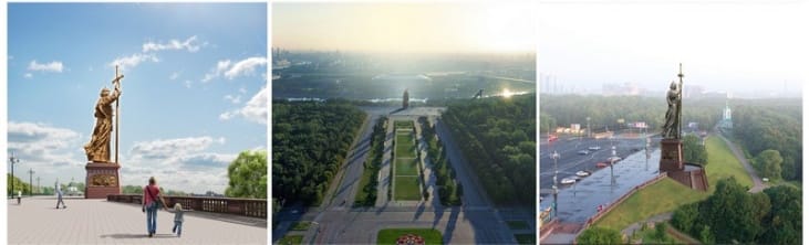 Renderings of the Vladimir the Great statue (image courtesy the Russian Military Historical Society, via histrf.ru)