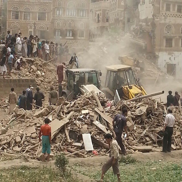 The old cit of Sana'a after Friday's bombing (photo by Yemen_News/Instagram)