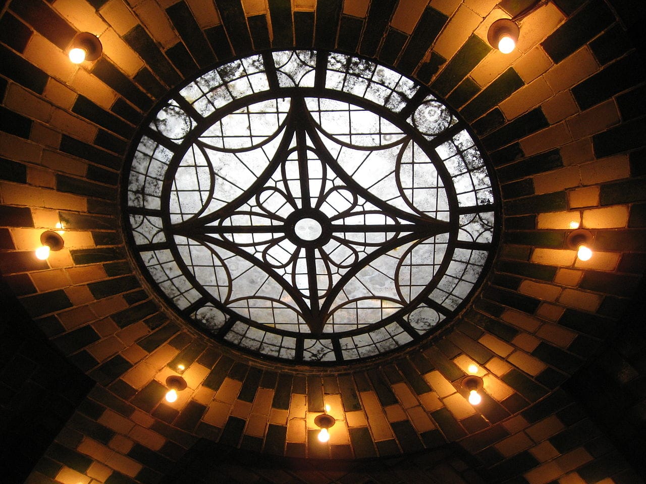 Glass ceiling in City Hall subway station in 2008 (photo by Salim Virji, via Wikimedia)