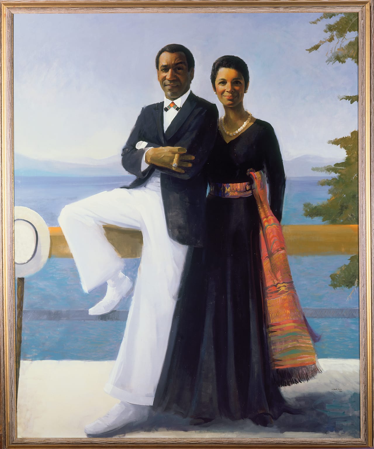 Simmie Knox, "Portrait of Bill and Camille Cosby" (1984), oil on canvas, 243.9 x 198 cm (96 x 78 in), The Collection of Camille O. and William H. Cosby Jr. (photo by David Stansbury, permission courtesy of the artist) (image courtesy the National Museum of African Art)