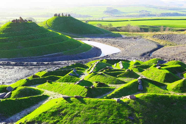 The Crawick Multiverse, with the mounds symbolizing galaxies (photo by Charles Jencks, courtesy Crawick Multiverse)