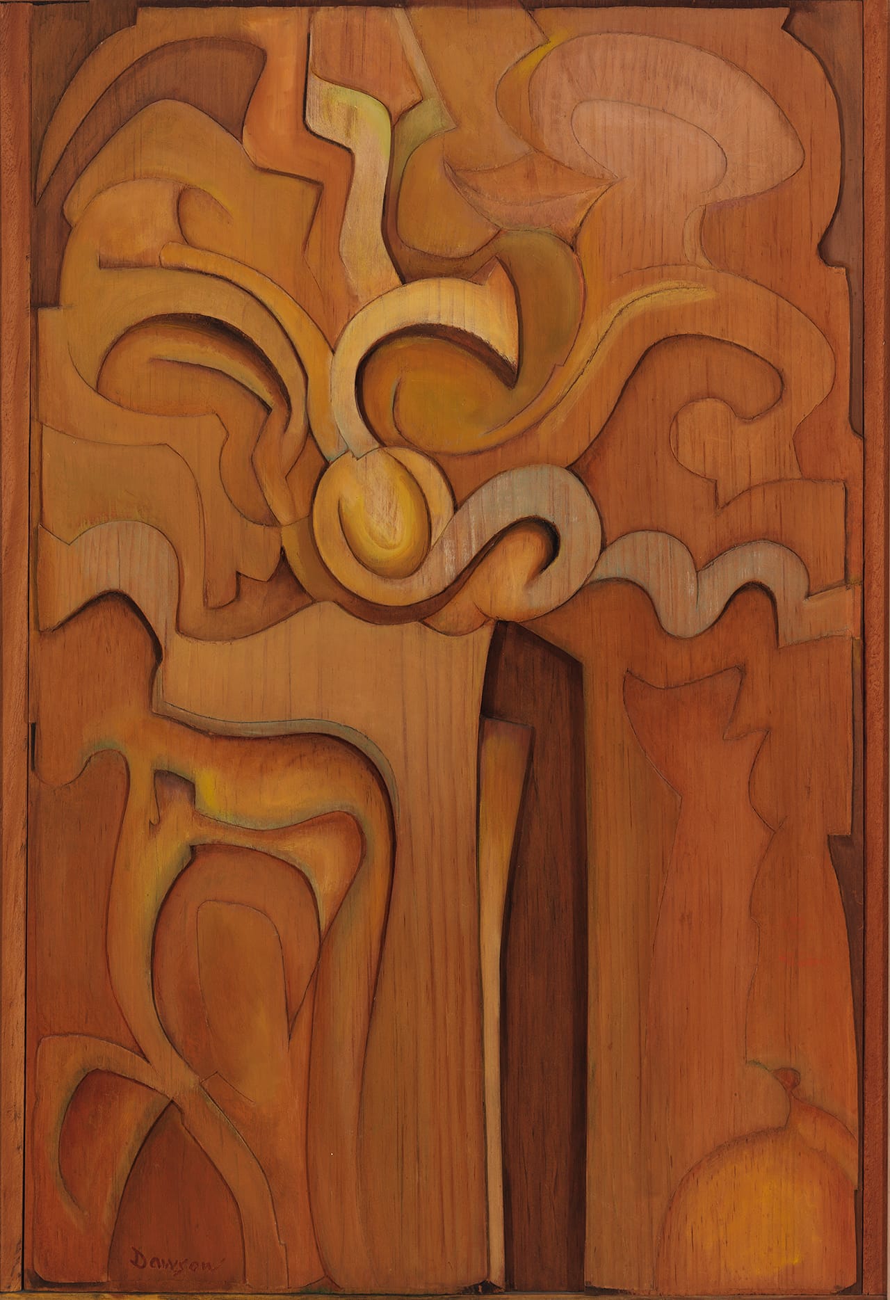 Manierre Dawson, "Loft" (1918), oil-painted wood relief (click to enlarge)