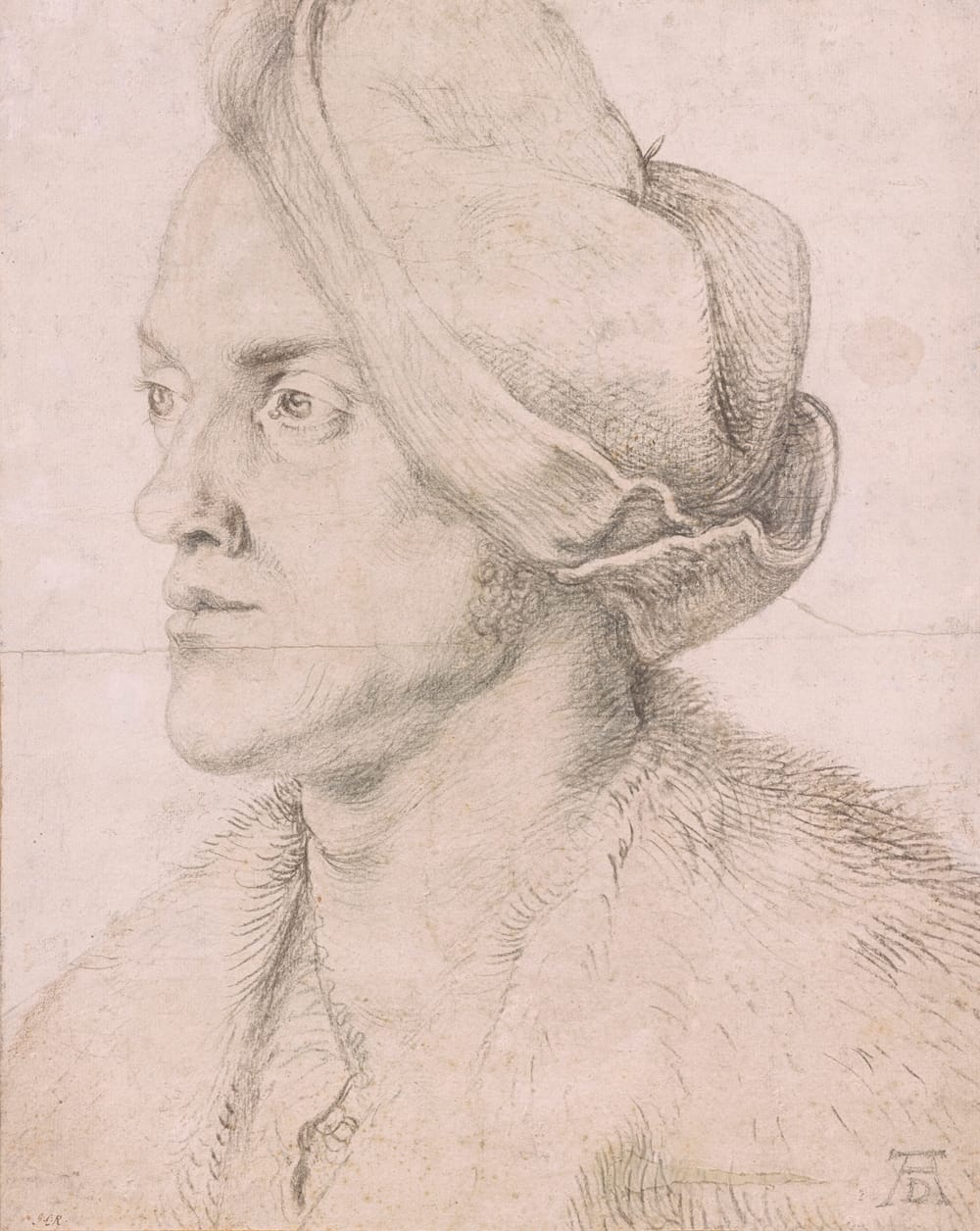 Albrecht Dürer, “Portrait of the Artist’s Brother Endres” (ca. 1518). Charcoal on paper, background heightened with white. Gift of Mrs. Alexander Perry Morgan in memory of Alexander Perry Morgan, 1973, The Morgan Library & Museum. (all images courtesy The Morgan Library & Museum)