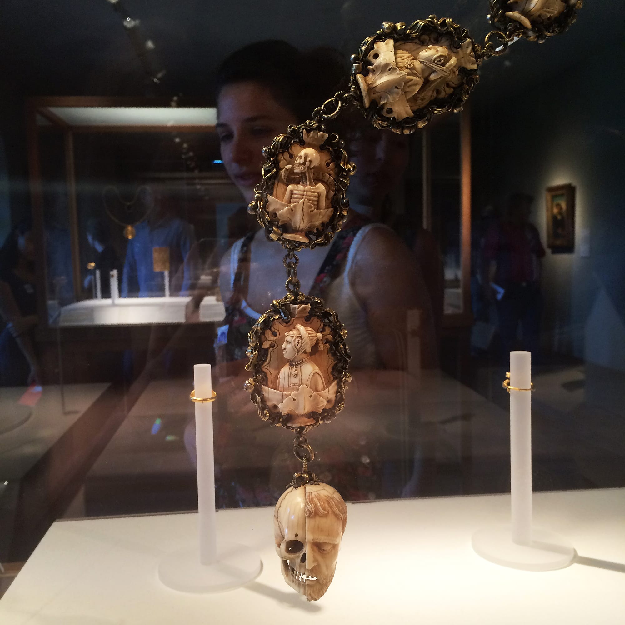 Memento mori rosary (German, 1500-1525), ivory, silver, and partially gilded mounts