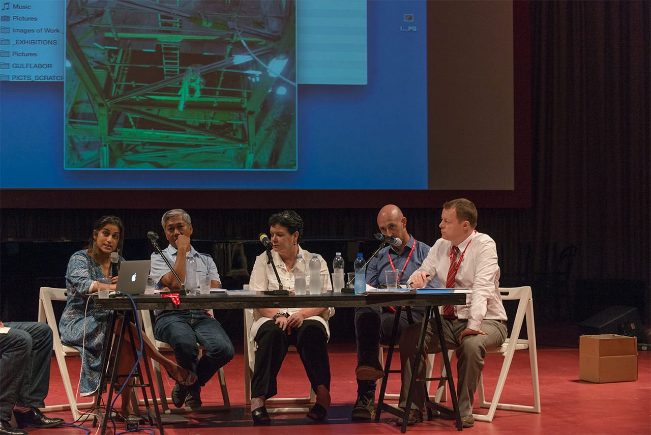 The Gulf Labor Coalition panel at the 2015 Venice Biennale on July 29 (all photos by Andrea Avezzù, courtesy la Biennale di Venezia)