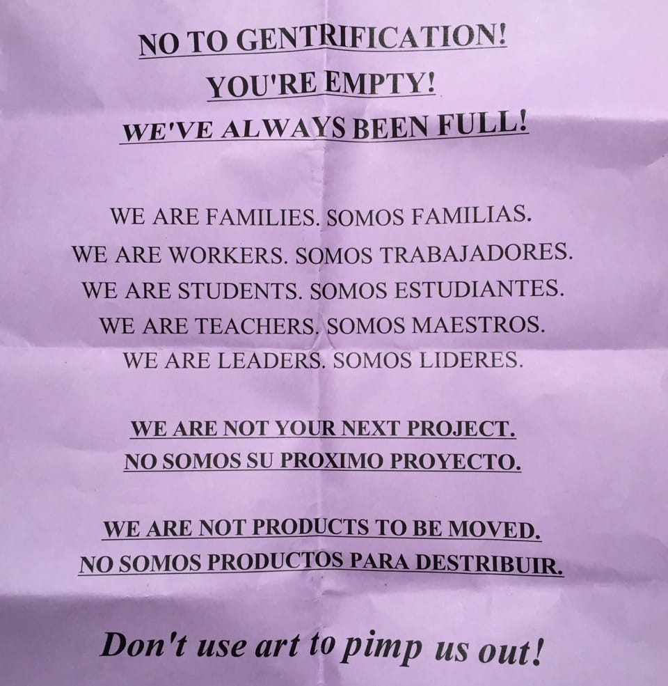 Flyer given out by the protesters (click to enlarge)