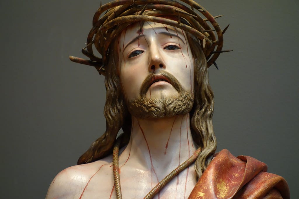 Pedro de Mena, "Ecce Homo" (detail) (1674-85), partial-gilt polychrome wood